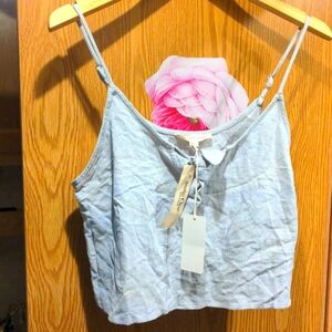 Grade & Gather linen blend tie front tank